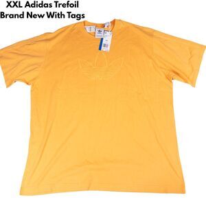 Adidas Trefoil Logo Tee Orange 2XL NWT Oversized T Shirt Three Stripe Boxy